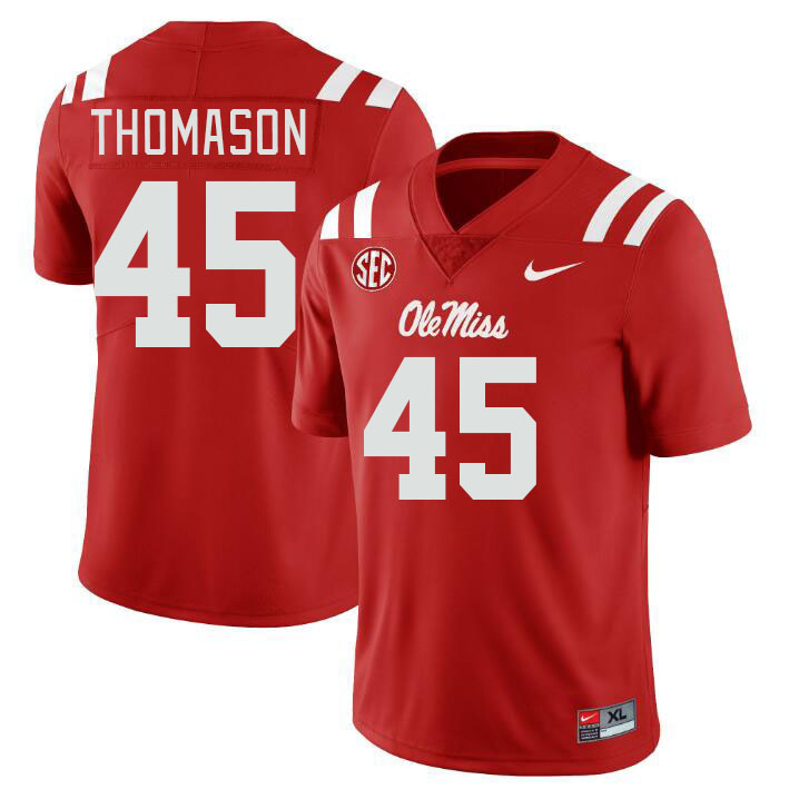Men #45 Beau Thomason Ole Miss Rebels College Football Jerseys Stitched Sale-Red